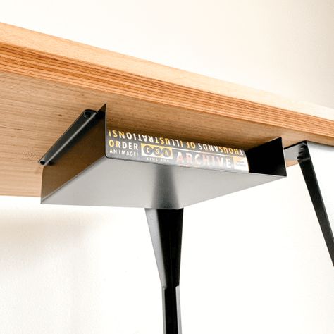 Tiny House Storage Ideas, Steel Shelf Brackets, Creative Desks, Tiny House Storage, Under Desk Storage, Desk Legs, Home Organizer, Picture Shelves, Work Home