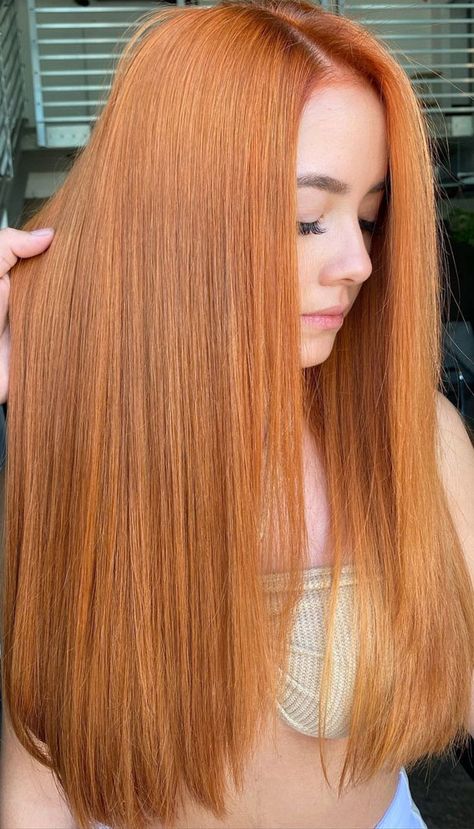 Copper Long Hair, Copper Orange Hair, Long Hair Color Ideas, Light Copper Hair, Dark Copper Hair Color, Sunkissed Hair, Copper Hair Color Ideas, Color Block Hair, Hair Color Orange