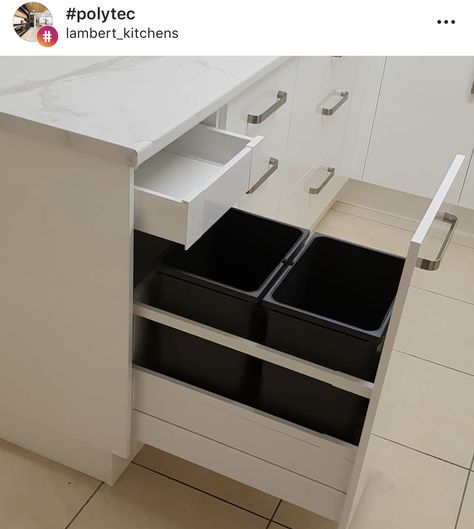 Bin Drawer, Pull Out Bin, Kitchen Planning, Hidden Drawer, Basement Renovation, Kitchen Bin, Basement Renovations, Pull Out Drawers, Kitchen Plans