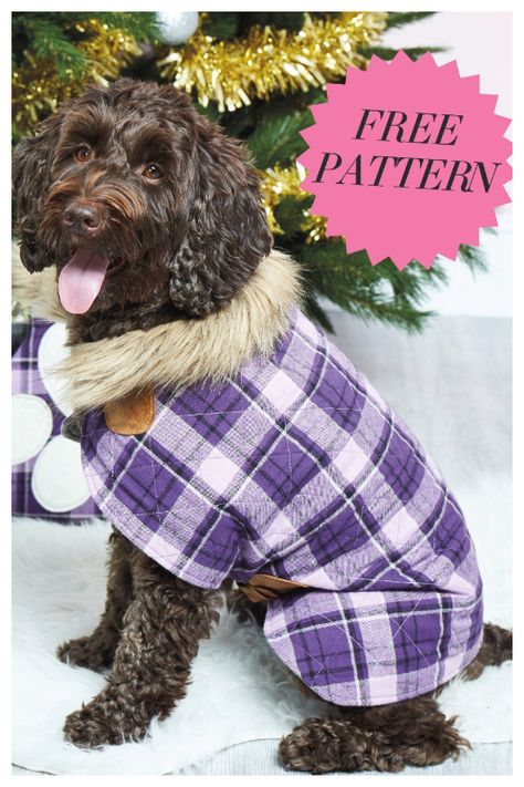 Dog Bed Sewing Pattern, Dog Jacket Patterns, Fabric Art Diy, Dog Clothes Patterns Sewing, Dog Coat Pattern, Small Dog Coats, Dog Sewing Patterns, Fleece Dog Coat, Dog Sweater Pattern