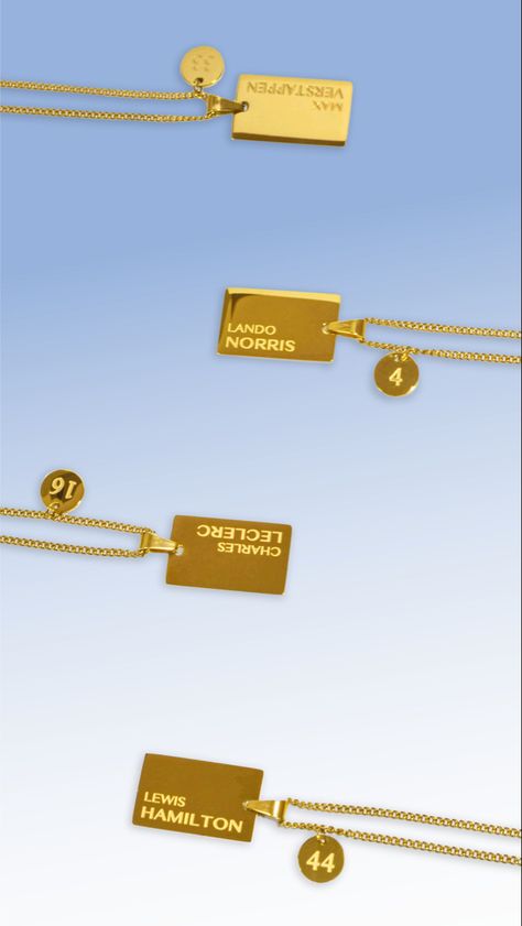 Brimg out your inmer Formula 1 fan girl in style with these 18K gold plated driver necklaces. Formula 1 Necklace, Formula 1 Jewelry, Ferrari Necklace, Formula 1 Gifts, F1 Necklace, Ferrari Jewelry, Formula 1 Gift Ideas, F1 Jewelry, F1 Gift Ideas