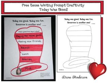 Woo hoo a FREEBIE for you!Im celebrating Seuss and the joy of reading and writing with this Seuss-ical writing prompt craftivity. Simply run off the… Dr Seuss Activities, Library Resources, Writing Craftivity, Prompts Writing, Seuss Crafts, Seuss Quotes, First Day Of School Activities, School Writing, Classroom Freebies