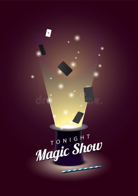 Magic Poster Design, Magic Hat Illustration, Magic Show Poster, Magic Wand Design, Magician Hat, File Illustration, Beauty Entrepreneur, Gift Vector, Vector Poster