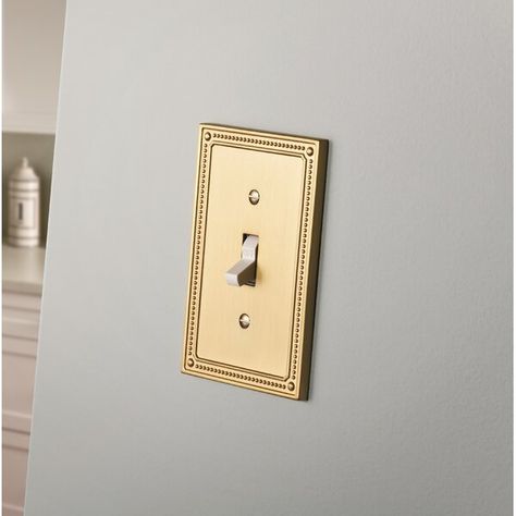 Franklin Brass Classic Beaded Single Switch Wall Plate & Reviews | Wayfair Modern Switch Plates, Brass Light Switch Plate, Brass Switch Plate Covers, Gold Switch Plate Covers, Gold Light Switch Cover, Old French Home, Lightswitch Ideas, Gold Light Switch, Brass Switch Plates