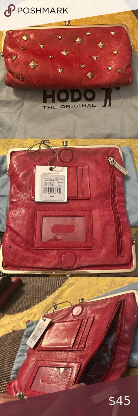 Used with tags HOBO Interna Leather Lauren Double Frame Clutch Wallet in Garnet Hobo Wallet, Double Frame, Hobo Handbags, Clutch Wallet, Real Leather, Garnet, Shop My, Wallet, Handbags