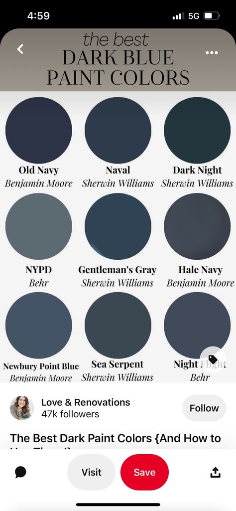 Behr Paint Navy Blue, Navy Blue Bedroom Paint & Paint Tools, Valspar Dark Blue Paint Colors, Slate Navy Blue Paint, Deep Blue Grey Paint Colors, Dark Navy Blue Exterior Paint, Dark Blue Black Paint Color, Navy Blue Hallway Ideas, Navy Man Cave