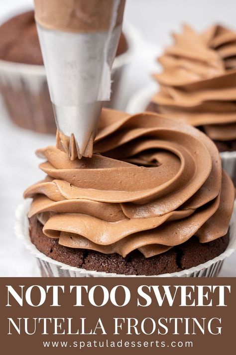 Easy Nutella frosting Nutella Cake Filling Recipes, Nutella Frosting Recipe, Nutella Icing, Nutella Buttercream Frosting, Chocolate Mousse Cake Filling, Chocolate Icing Recipes, Homemade Nutella Recipes, Nutella Frosting, Nutella Buttercream