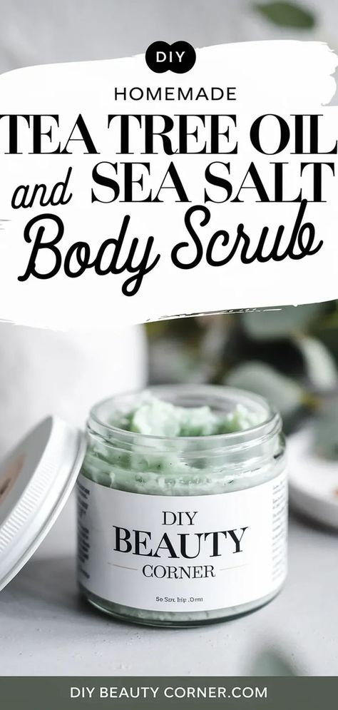 Revitalizing Tea Tree & Sea Salt Body Scrub Recipe Diy Body Scrub Epsom Salt, Diy Sea Salt Scrub, Salt Body Scrub Diy, Salt Body Scrub Recipe, Diy Scrub Bars, Hibiscus Soap, Sea Salt Scrub Recipe, Diy Salt Scrub Recipe, Desert Spa