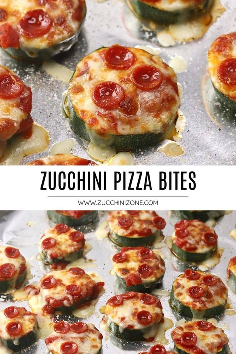 Zucchini pizza bites are perfect for snacking and serving as an appetizer at your next party. Thick sliced zucchini is topped with marinara, cheese, and pepperoni and broiled to perfection in the oven. Zucchini Pepperoni Bites, Zucchini Pizza Bake, Snack To Make At Home, Zucchini Appetizers, Zucchini Dinner, Italian Appetizers Easy, Zucchini Appetizer, Garden Hack, Sliced Zucchini