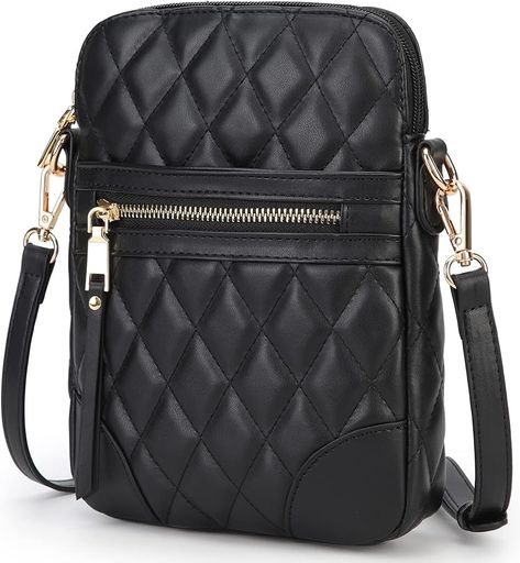 lola mae Small Quilted Crossbody Bag for Women Phone Pocket Shoulder Handbag Zipper Closure (Black): Handbags: Amazon.com Expensive Purses, Cute Gifts For Her, Best Purses, Black Crossbody Purse, Quilted Crossbody Bag, Small Handbag, Small Quilts, Black Crossbody, Small Purse