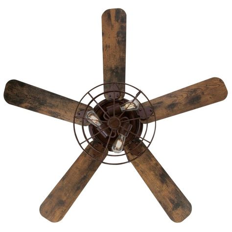 Ceiling Fan Makeover, Rustic Ceiling Fan, Caged Ceiling Fan, Farmhouse Ceiling Fan, Vintage Industrial Style, Remote Control Light, Vintage Fans, Dimmable Led Lights, Wood Ceilings