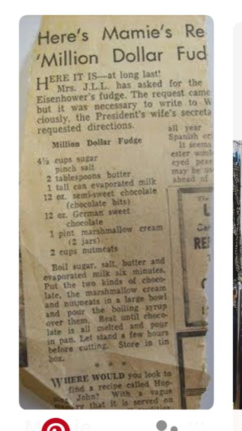 Million Dollar Fudge, Mamie Eisenhower, Old Fashioned Fudge, Candy Creations, Delish Desserts, Celebrity Recipes, Fudge Recipes Easy, Interesting Recipes, Homemade Fudge