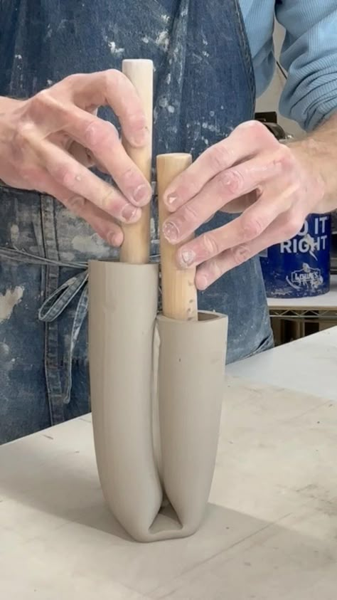 David Johnson Ceramics | In this reel I’m making an extruded vase. This is a new design that I came up with late last year and was pleased with the outcome. I’m… | Instagram Extruder Pottery Ideas, Pottery Vase Ideas, Ikebana Vases Pottery, Origami Vase, Ceramic Vases Design, Coil Pottery, Pottery Lessons, Ceramics Pottery Vase, Pottery Pots