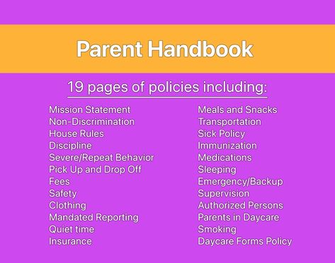 Daycare Parent Handbook: Policies and Procedures Childcare - Etsy Indonesia Daycare Rules For Parents, Daycare Mission Statement, Daycare Handbook, Daycare Reminders For Parents, Important Daycare Forms, In Home Childcare Contract, Daycare Policy Handbook, Parent Handbook, Childcare Business