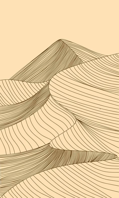 A drawing of a desert with a mountain range in the background. Sand Illustrations, Desert Graphic Design, Mountain Range Drawing, Desert Vector, Drawing Mountains, Desert Drawing, Desert Waves, Mountains Illustration, Mountains Drawing