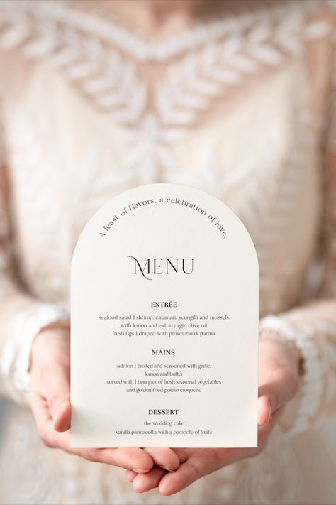 Elevate your wedding reception with our Arch Wedding Menu & Drinks Menu Templates. An instant download that's easy to personalize, it seamlessly blends elegance and practicality. Perfect for showcasing your wedding dinner and drink selections, it's a charming detail to add to your big day. | Edit all wording, font, font color, and the background color to match your event style. Menus Design, Wedding Menus Design, Wedding Drink Menu, Wedding Florida, Arch Wedding, Wedding Menu Template, Template Wedding, Wedding 2024, Wedding Drink