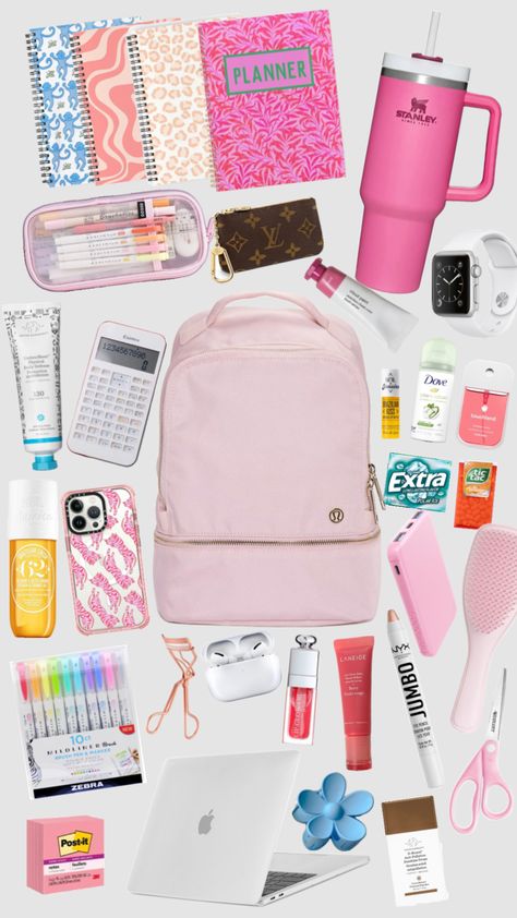 preppy backpack inspo #beauty #inspo #preppy #backpack Preppy Bookbags For School, High School Bookbags, Preppy Backpacks For School Amazon, Preppy What’s In My Backpack, Preppy Book Bags For School, School Preppy Supplies, Preppy Bags For School, Preppy School Supplies Backpacks, Preppy Backpack Essentials