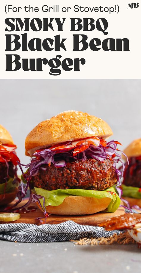 Smoky, hearty, 10-ingredient black bean burgers with sweet potato, mushrooms, quinoa, and pecans. Wholesome, satisfying, vegan, and BIG on flavor! Sweet Potato And Mushroom, Healthy Burgers, Veg Burger, Black Bean Burger, Cooking Vegan, Bean Burgers, Black Bean Burgers, Vegetarian Burger, Bean Burger