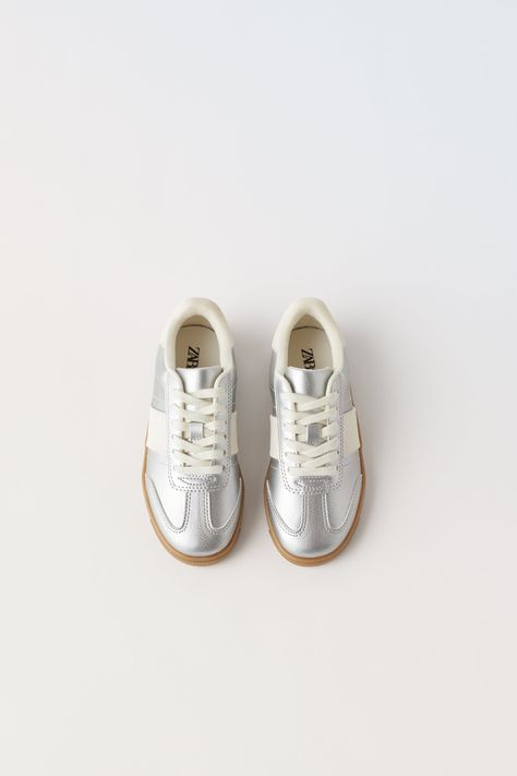 Zara SILVER SNEAKERS | Mall of America® Zara Sneakers, Mall Of America, Silver Sneakers, Metallic Look, Zara United States, Netherlands, Zara, Lace Up, United States