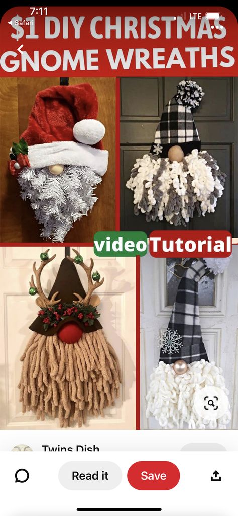 Cheap Christmas Decor Ideas, Santa Wreath Diy, Gnome Wreaths, Cheap Christmas Decor, Christmas Decor Ideas Diy Crafts, Diy Christmas Door Decorations, Holiday Wreaths Diy, Christmas Decorations Cheap, Christmas Decor Ideas Diy