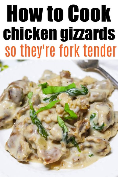 How to cook chicken gizzards and gravy so they are fork tender and delicious. Dice and make it into gizzard gravy or eat for dinner. #gizzards #chickengizzards Crock Pot Chicken Gizzards, Cooking Gizzards Recipe, Chicken Liver And Gizzards Recipe, Cooking Chicken Gizzards, Keto Chicken Gizzards Recipe, Hearts And Gizzards Recipe, Chicken Gizzards And Gravy, Chicken Gizzard And Hearts Recipe, Chicken Gizzards And Rice Recipe