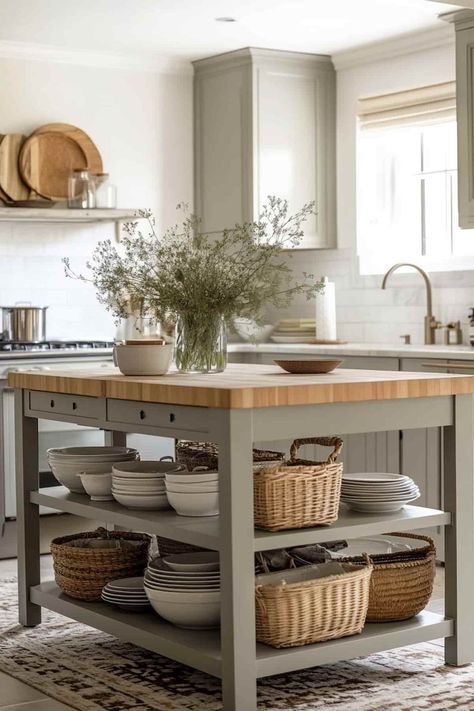 31 Kitchen Island Ideas To Transform Your Cooking Space Mini Island Kitchen, Unique Kitchen Island Ideas, Mini Kitchen Island, Rustic Kitchen Island Ideas, Spanish Revival Kitchen, Contemporary Farmhouse Kitchen, Downstairs Kitchen, Unique Kitchen Island, Kitchen Island Furniture