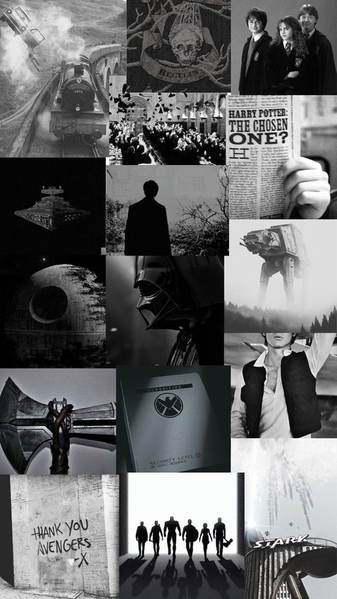 Marvel And Harry Potter Wallpaper, Marvel Wallpaper Black And White, Black Theme Wallpaper Aesthetic, Marvel Harry Potter, Wallpaper Marvel, Black White Wallpaper, Harry Porter, Harry Potter Wallpaper, Marvel Wallpaper