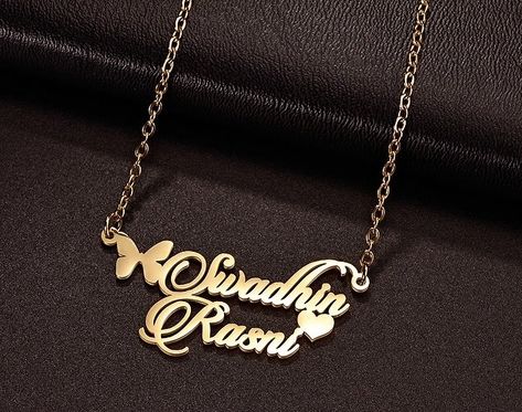 Women custom double name necklace Double Name Necklace, Double Name, May 27, Name Necklace, Custom Jewelry, Pendant, On Instagram, Gold, Quick Saves