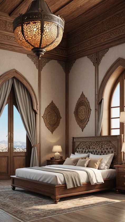 Arabic Style Bedroom, Moroccan Bedroom Ideas, Islamic Interior Design, Bedroom Pop Design, Wooden Sofa Set Designs, Moroccan Bedroom, India Home Decor, Store Hacks, Luxury House Interior Design