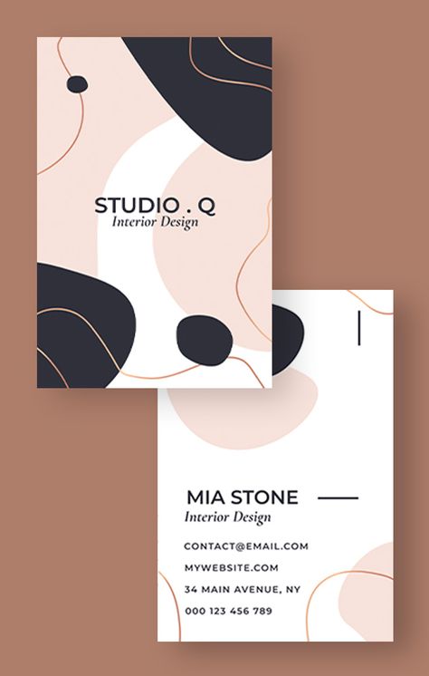 Abstract Elegant Studio Q Interior Design Business Card Interior Designer Visiting Card, Interior Design Business Card, Mood Board Layout, Board Layout, Choco Lava, Interior Designer Business Card, Stone Interior, Visiting Card, Interior Design Business