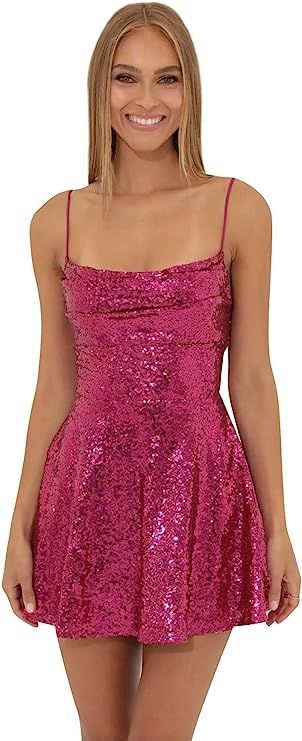 Sequin Mini, Sequin Mini Dress, Homecoming, Spaghetti Strap, Spaghetti, Sequin, A Line, Glitter, Mini Dress