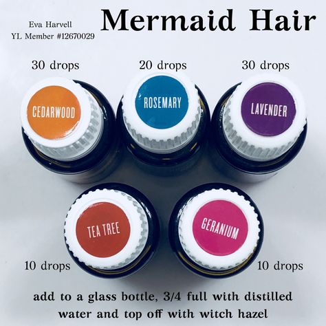 Mermaid Spray Essential Oils, Mermaid Hair Essential Oils, Young Living Hair, Essential Oil Hair, Young Living Oils Recipes, Essential Oil Roller Bottle Recipes, Living Oils Recipes, Essential Oil Beauty, Young Living Essential Oils Recipes