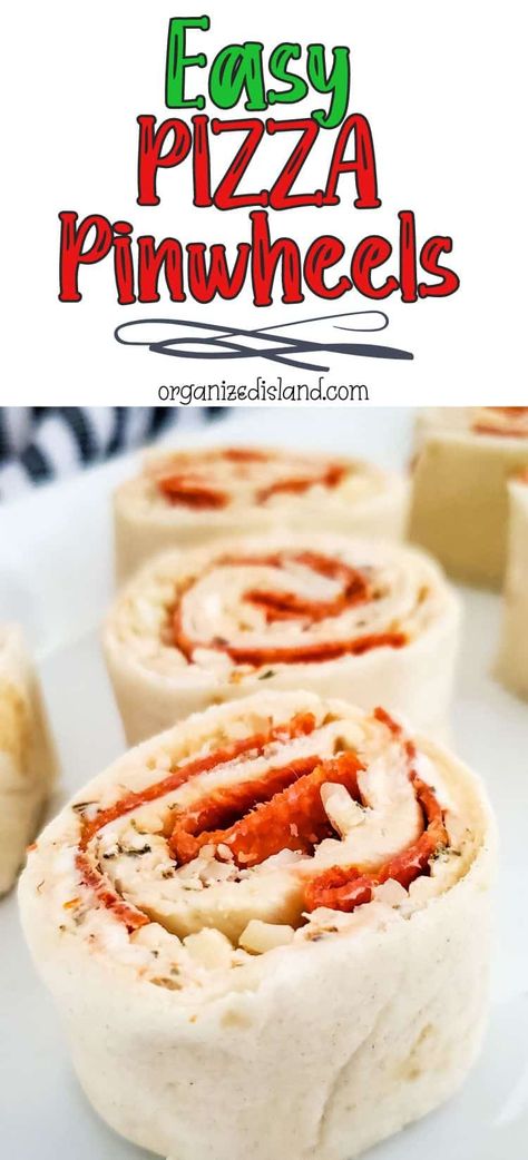 These Pizza Pinwheels are so easy to make and delicious as a game day or party appetizer Pin Wheels For Kids Lunches, Desert Pinwheels, Pizza Pinwheels With Pizza Dough, Pin Wheel Recipes Easy, Pizza Pin Wheels, Pizza Rollups, Pepperoni Pinwheels, Pizza Wheels, Easy Pepperoni Pizza