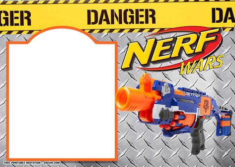 Nerf Gun Party Invitation Template | FREE Invitation Templates - Drevio Nerf Birthday Invitations, Nerf Party Invitations, Boy Party Invitations, Birthday Party Invitations Free, Nerf Birthday Party, Nerf Party, Invitations Template, Free Printable Birthday Invitations, Free Printable Invitations