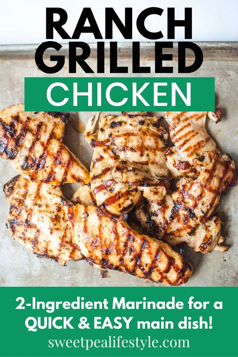 Ranch Grilled Meal Prep Chicken is a two-ingredient marinade that is full of flavor and makes the juiciest chicken! This easy 2-ingredient ranch chicken marinade will have dinner on your table in a flash! Fire up your grill this summer, and meal prep your chicken for the entire week. You can make this grilled chicken recipe into salads, tacos, etc. Ranch Dressing Marinade For Chicken, Chicken Ranch Marinade, Grilled Chicken Prep Meals, Ranch Marinade For Chicken, Grilled Chicken Salad Ideas, Make Ahead Grilled Chicken, Ranch Marinated Chicken, Grilled Meal Prep, Easy Chicken Marinade 4 Ingredients