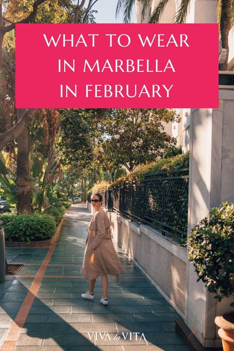 Explore what to wear in Marbella in February with our guide on chic, cozy attire suitable for Southern Spain's mild winter. Enhance your Europe travel destinations wardrobe with these essential Marbella outfits. What To Wear In Marbella, Marbella Aesthetic, Marbella Outfits, Spain Winter, Spain Aesthetics, Marbella Old Town, March Outfits, Spain Aesthetic, Spain Itinerary