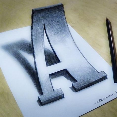 alphabet 3d drawing Letter Drawing, Alphabet Letters Images, 3d Pencil Drawings, Alphabet 3d, Illusion Drawings, 3d Alphabet, Graffiti Lettering Fonts, Art Charcoal, Drawing Letters