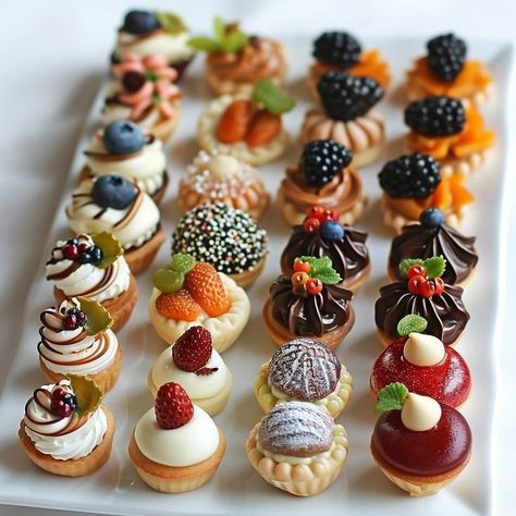 (2) Facebook Mini Pastries Desserts, Sweet Canapes Mini Desserts, Diy Mini Desserts, Tiny Pastries, Mini Pastries, Pastry Design, Dessert Bites, Mini Cupcake, Raspberry Lemonade