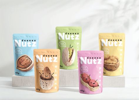 Nuts Packaging Design, Nuts Packaging, Healthy Food Packaging, Packaging Snack, Food Logo Design Inspiration, Spices Packaging, Fruit Packaging, Logo Design Inspiration Creative, Food Logo Design