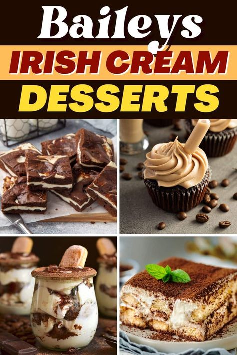 These Baileys Irish Cream desserts are so easy and so good! From parfaits to cheesecake to brownies, there are so many delicious treats to make with Baileys. Irish Cream Recipe Desserts, Bailey Cheesecake, Baileys Recipes Desserts, Bailey's Recipes, Irish Cream Desserts, Irish Dessert, Infused Desserts, Baileys Irish Cream Cheesecake, Baileys Dessert