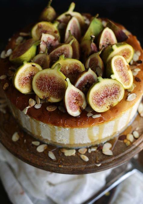 Fig And Honey Cheesecake, Fig Cheesecake, Cake With Figs, Italian Ricotta Cheesecake, Honey Ricotta, Savory Cheesecake, Plain Cheesecake, Almond Crust, Billy Parisi