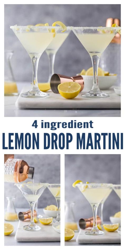 This Lemon Drop Martini is a fresh-tasting cocktail that's tart, refreshing, and a little sweet from the lemony sugar on the rim! It's so easy to make, there's no need to go out for this one! Make these right at home and show off your bartending skills! #lemondrop #vodkacocktail #martinirecipe #easymartini #martinis #vodkarecipe #cocktailrecipe Lemondrop Martini, Lemon Drop Drink, Lemon Martini, Lemon Drop Cocktail, Elderflower Cordial, Lemon Drop Martini, Lemon Drink, Martini Recipe, Lemon Flavor