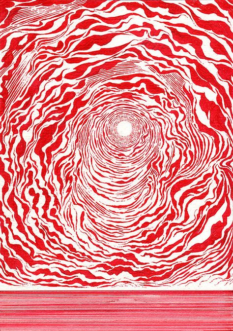 Black White And Red Art, Pattern Design Inspiration Abstract, Vortex Illustration, Kevin Lucbert, Vortex Art, Red Graphic Design, Red Abstract Art, Red Artwork, Red Poster