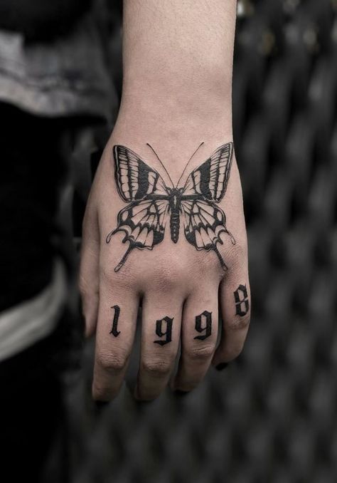 Butterfly Hand Tattoo, Hand Tattoos For Women, Steamboat Willie, Hand Tattoos For Guys, Hand Tattoo, Cover Up Tattoos, Dope Tattoos, Little Tattoos, Finger Tattoos