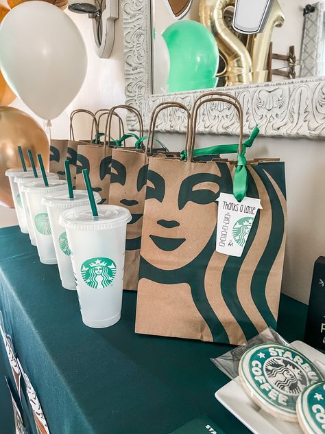 Starbucks Birthday Party Decorations, Starbucks Birthday Party Ideas, Birthday Starbucks, Starbucks Cupcakes, Host Ideas, Starbucks Birthday Party, Birth Cakes, Starbucks Party, Starbucks Birthday