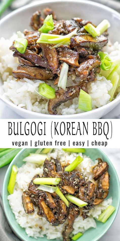 Vegan Mushroom Bulgogi, Vegan Bulgogi Recipe, Gluten Free Korean Food, Vegan Bulgogi, Korean Vegan, Bulgogi Recipe, Vegetarian Nutrition, Vegetarian Meal Prep, Gluten Free Lunch