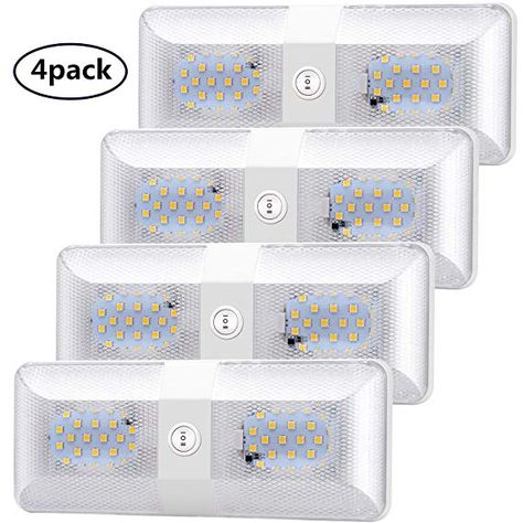 Amazon.com: BlueFire 4 Pack Upgraded Super Bright DC 12V Led RV Ceiling Double Dome Light RV Interior Lighting Trailer Camper RV Lights Interior with ON/Off Switch for Trailer Camper Car RV Boat (Warm White): Automotive Dome Light Fixture, Dome Lights, Camper Car, Lights Interior, Trailer Camper, Dome Light, Rv Interior, Warm White Light, 12v Led