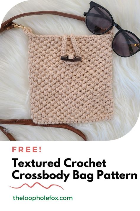 For when you just need a little something to carry around your important items for a fun trip out, you need a crochet crossbody bag! This free crochet pattern works up quickly using two strands of yarn and has a texture that is strong and absolutely gorgeous. This small but mighty crochet bag will be your go to this summer. Crochet Bag Pattern Free Tote Handbags, Crochet Small Crossbody Bag Pattern Free, Small Crossbody Crochet Bag, Crocheted Crossbody Bag Patterns, Cross Body Bag Pattern Free Crochet, Crochet Crossbody Purse Pattern Free, Crocheted Crossbody Bag, Crossbody Bag Crochet Pattern Free, Crochet Summer Bag Free Pattern