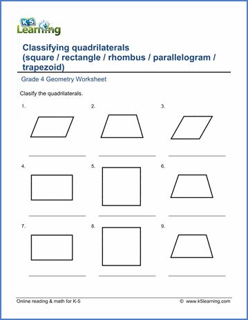 Classify Quadrilaterals, Quadrilaterals Worksheet, Transformations Math, Classifying Quadrilaterals, Cursive Writing Worksheets, Geometry Worksheets, Free Math Worksheets, Free Worksheets, Math Geometry