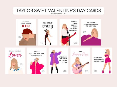 Taylor Swift Printable, Printable Valentine Cards, Valentine Card Box, Printable Valentines Day Cards, Taylor Swift Birthday, Printable Valentines Cards, Printable Valentine, Valentines School, Valentine's Day Cards